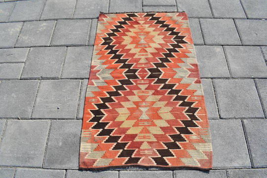 2x4 Rug Kilim, Turkey Antique Kilim, 2x4 Vintage Kilim Rug, 2x4 Turkish Kilim, Turkey Doormat Kilim, Bohemian Kilim2'5x4'1 Ft, 744-K