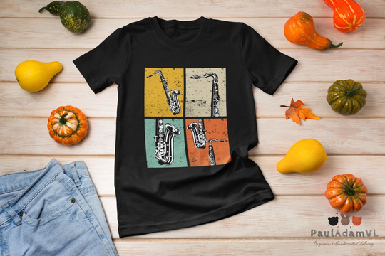 Band Music Gift Retro Pop Art Bass Clarinet Funny Vintage T-Shirt, Jazz Musician Shirt, Clarinetist Shirt