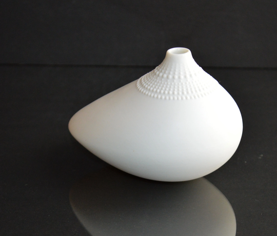 Rosenthal Studio Line White Bisque Porcelain Vase Pollo By Tapio Wirkkala, Finland. Vintage Mid-Century Modern, 1970's Op Art, Rocking Vase