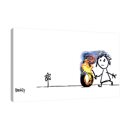 Burning Tire II by Banksy Banksy - Wrapped Canvas Graphic Art Print