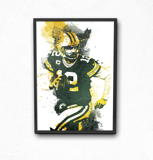 Aaron Rodgers Green Bay Packers Poster, Wall Art, Sports Fan Art, Print, Kids Decor Digital Posters