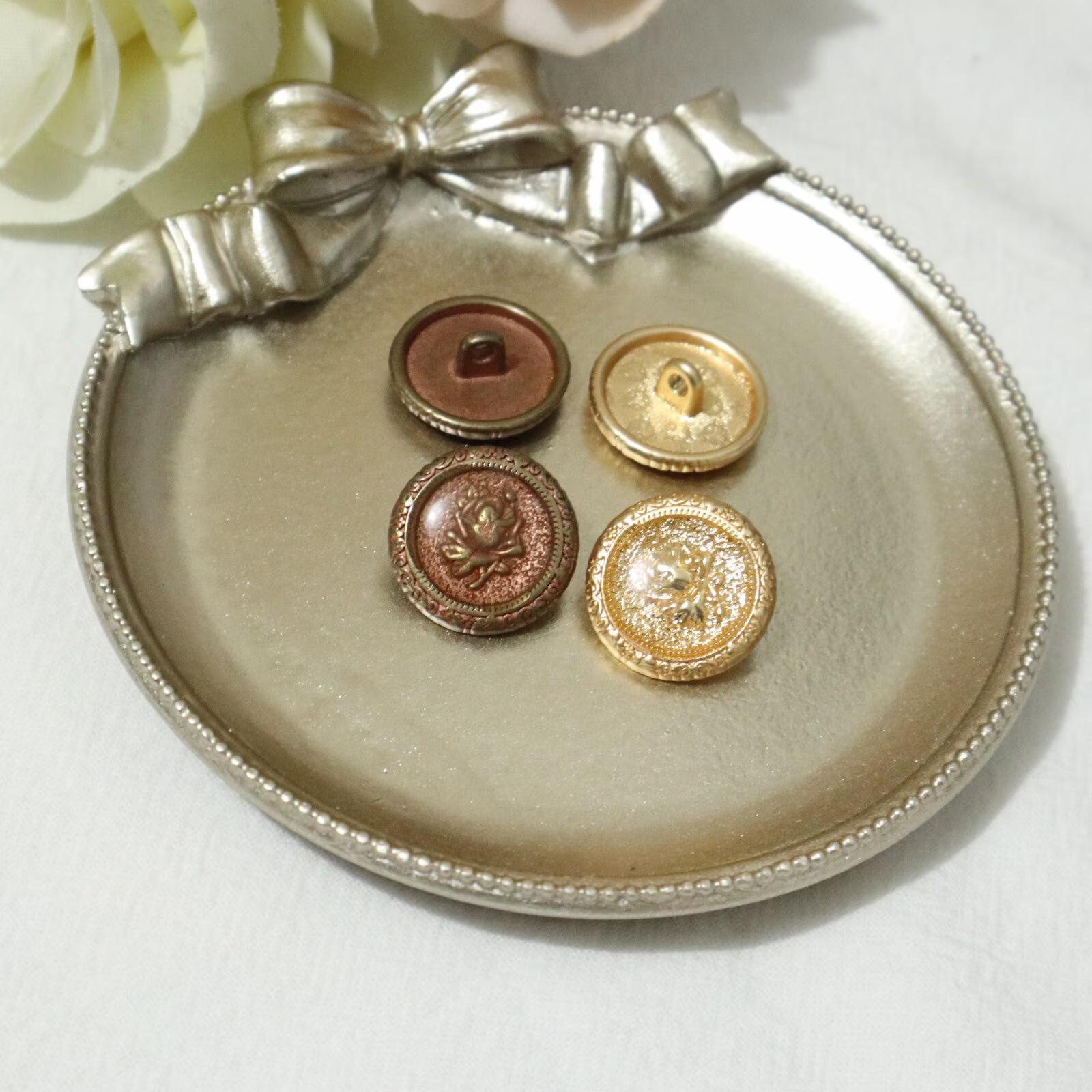 18mm Metal Shank Buttons, Vintage Style 18mm(28L Brown Rose Button, Flower Shirt Coat Jacket Buttons #1M10