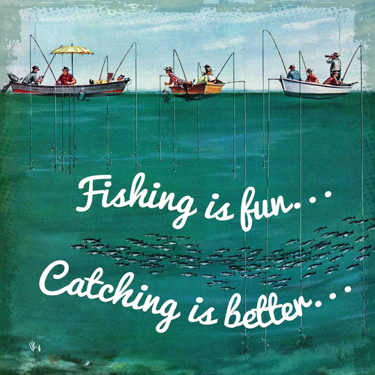 School of Fish Among Lines Alternative Version by Thornton Utz - Wrapped Canvas Graphic Art Print