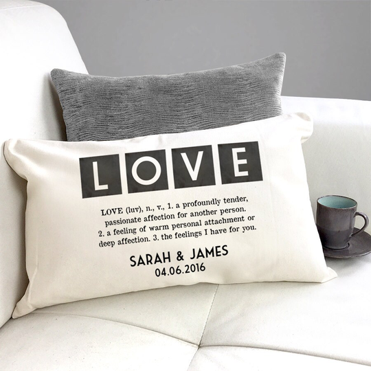 Vintage Style Cushion - Love Definition Gift For Couples Wedding Anniversary