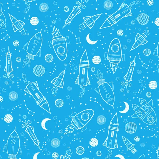 In Outer Space Aqua 7953 Gl All Systems Glow in Dark By Greta Lynn For Kanvas Studio Benartex Patchwork Quilting Dressmaking Fabric