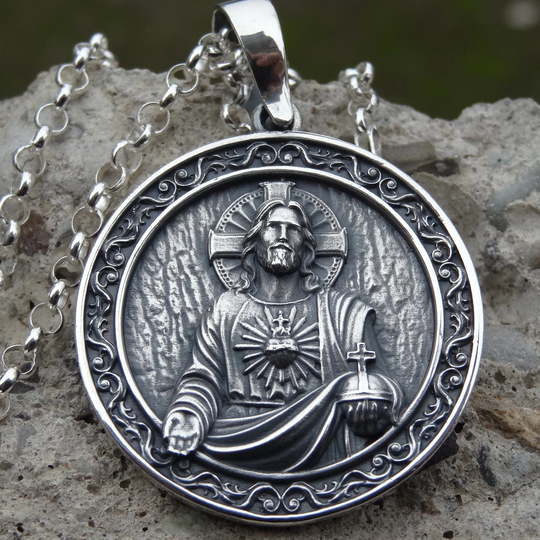 New Jesus Christ Pendant Sterling Silver .925 Chain Religious Jewellery Christening Baptism Gift Unisex Handmade Silverzone77