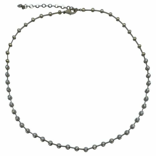 1.60Ct Natural Diamond Round Cut 18K White Gold Line Tennis Necklace