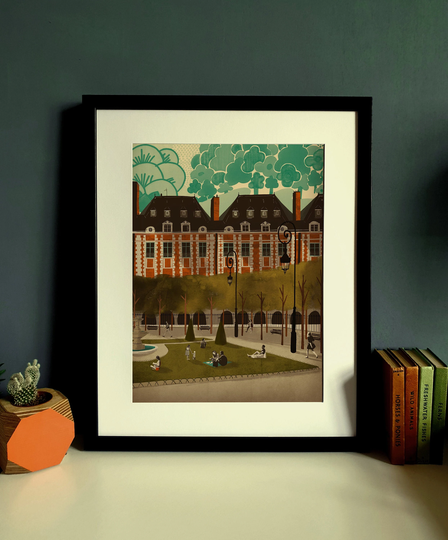Paris Place Des Vosges Le Marais Illustration Print A3