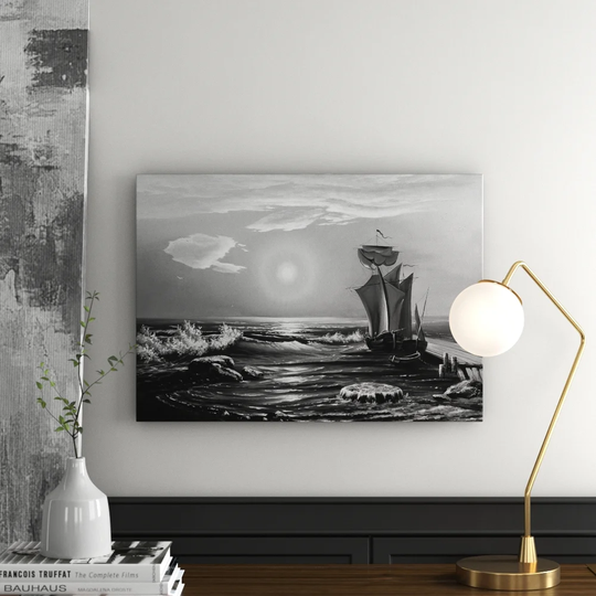 Sailing Boat Before the Storm Graphic Art Print on Canvas