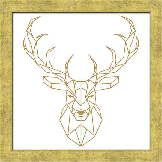Golden Polygon Deer Graphic Art Print Poster