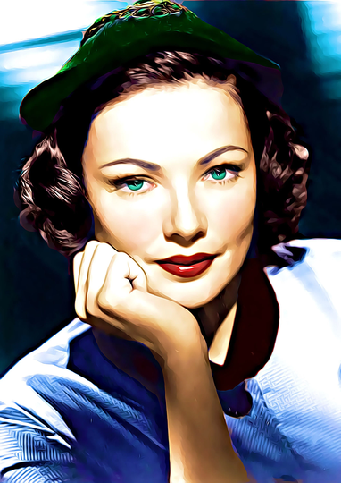Gene Tierney Unique Graphic Art Illustration Print 15 | A4 Size - 210 X 297mm 8.5" 11.75