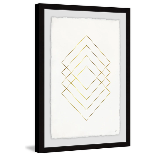 Golden Diamond Lines by Eyre Tarney - Picture Frame Graphic Art Print on Paper