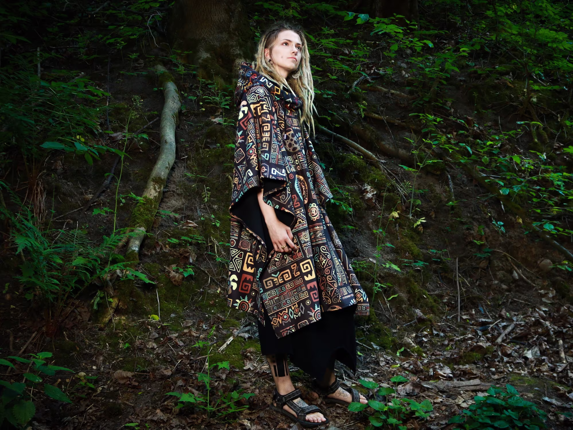 Ethical Clothing Hooded Cape Rainbow Poncho Trippy Hoodie Hippie Poncho Wizard Coat Psychedelic Abstract Art