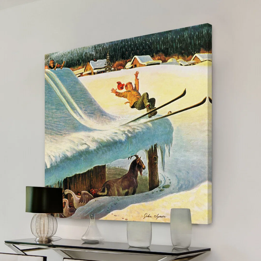 Barn Skiing by John Clymer - Wrapped Canvas Graphic Art Print