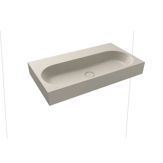 Centro Warm Grey Steel Enamel Rectangular Wall Hung Bathroom Sink