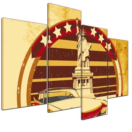 American Style I 4-Piece Graphic Art on Canvas Set