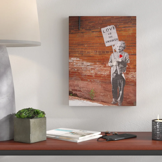 Einstein Love Is the Answer by Banksy - Wrapped Canvas Graphic Art Print