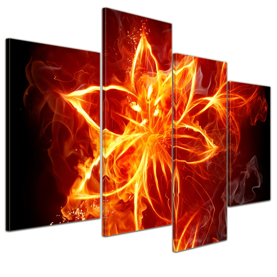 Fire Lilly 4-Piece Graphic Art on Canvas Set