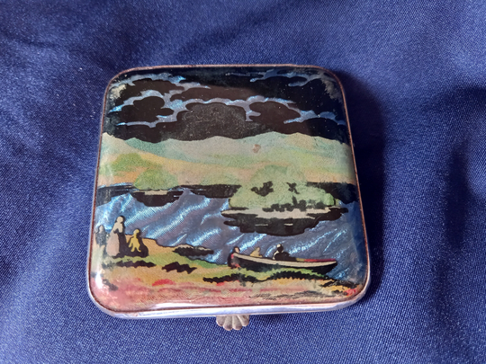 Vintage Compact, Gwenda, Art Deco, Foil Backed, Butterfly Wing, Powder Handbag Accessories, Gift