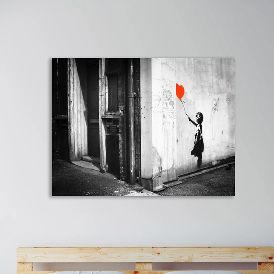 Balloon Girl on Wall by Banksy - Wrapped Canvas Graphic Art Print
