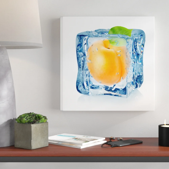 Ice Cubes Apricot Framed Graphic Art on Canvas