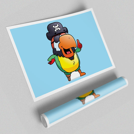 Pirate Parrot Eyepatch Children's - Graphic Art Print on Paper