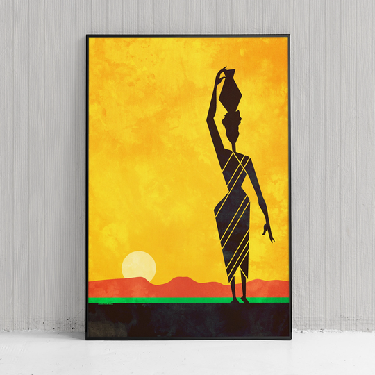 African Woman Art Print - Minimalist Wall Office Decor Home