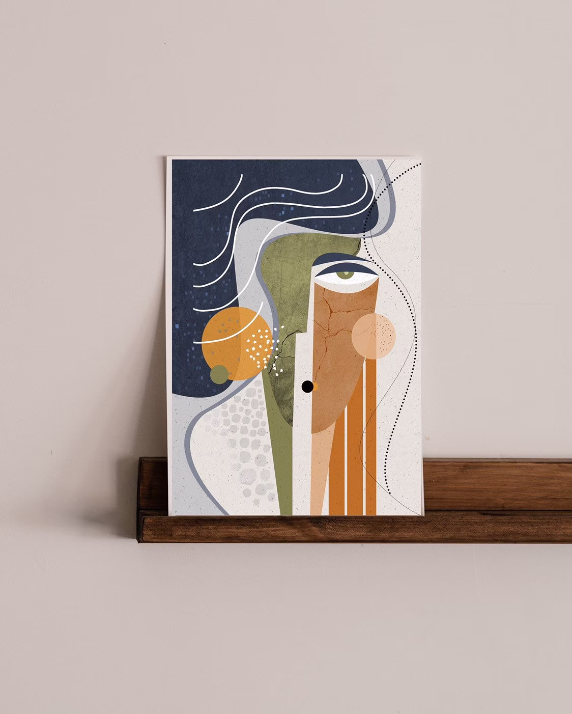 Aura, Large Wall Art Print, Abstract Faces Art, Contemporary Neutral Colors, Earth Expressionist Mixed Media