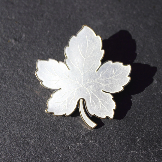 Meka Reklamegaver Brooch - Impressive Danish Sterling Silver & White Guilloche Enamel Leaf | Meka, Denmark Free Delivery