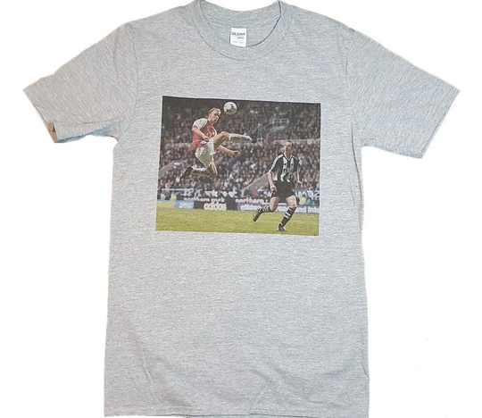 Dennis Bergkamp Arsenal Vs Newcastle Iconic Grey T-Shirt Sizes S-3xl | Personalisation Available Upon Request
