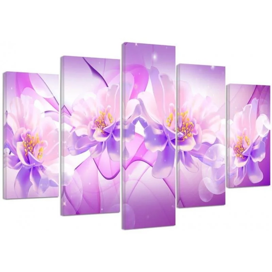'Flowers 2 - Graphics' - 5 Piece Wrapped Canvas Graphic Art Print Set