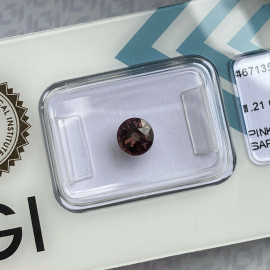 Fine Deep Orange Purple Pink Untreated Sapphire Round Diamond Cut Igi Certified
