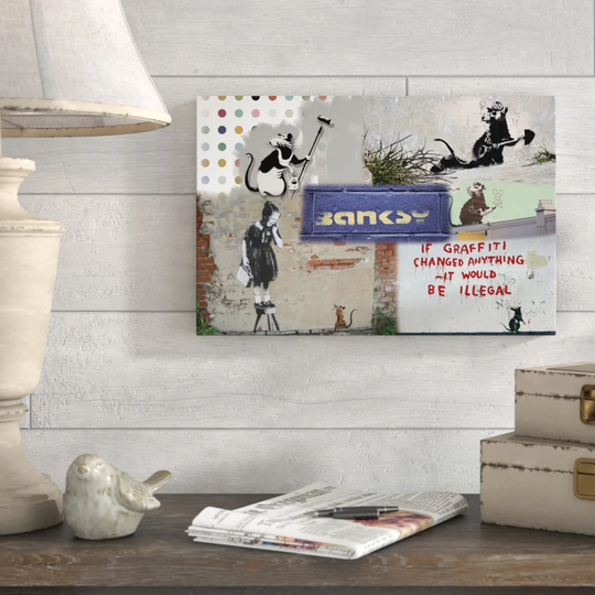 Rat Collage by Banksy - Wrapped Canvas Graphic Art Print