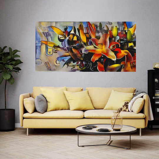 Floral Painting By Picasso, Modern Style Canvas Prints Wall Art Framed, Fine Pastel Painting, For Interior Decor, Large