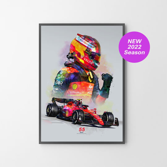 Carlos Sainz Jr 2022 Ferrari Grand Prix Poster Print | Illustration | Unframed