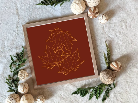Autumn Art Print, "Sunset Leaves Trio