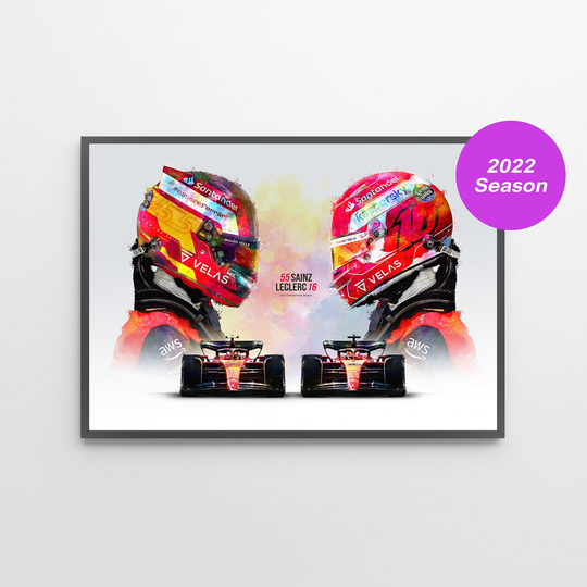 Charles Leclerc & Carlos Sainz Jr 2022 F1 Team Poster Print | Illustration | Unframed