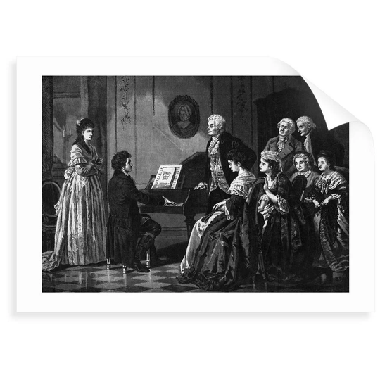 Illustration of Beethoven Performing Before Mozart - Graphic Art Print