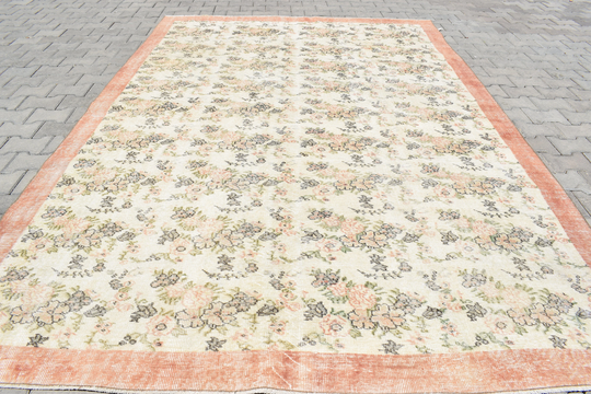6x9 Oversize Rug, Large Area Rug, 6x9 Turkish Rug, 6'6x9'7 Feet, Oushak Vintage Rug, Large Oushak Rug, Turkey Rug, Decorative Wool Rug, 6141