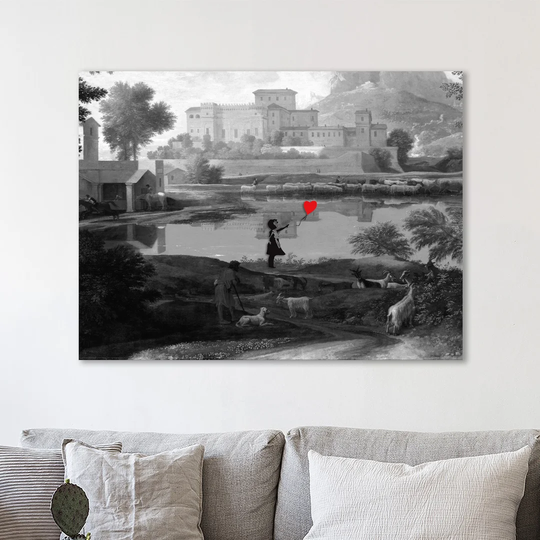 Balloon Girl Meets the Masters by Banksy - Wrapped Canvas Graphic Art Print
