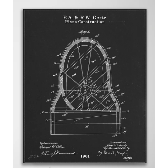 Piano by Tina Carlson - Wrapped Canvas Graphic Art Print
