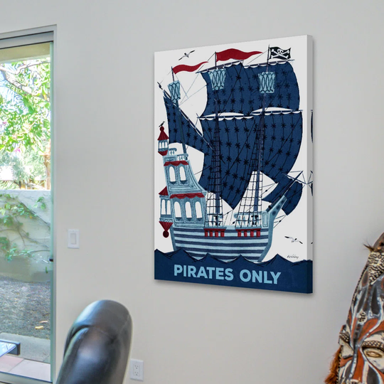 Pirates Only - Wrapped Canvas Graphic Art Print