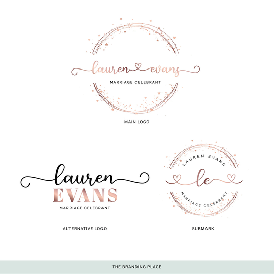 Rosegold Logo Design | Calligraphy Stamp Logo Branding Premade Modern Marriage Celebrant | No.176