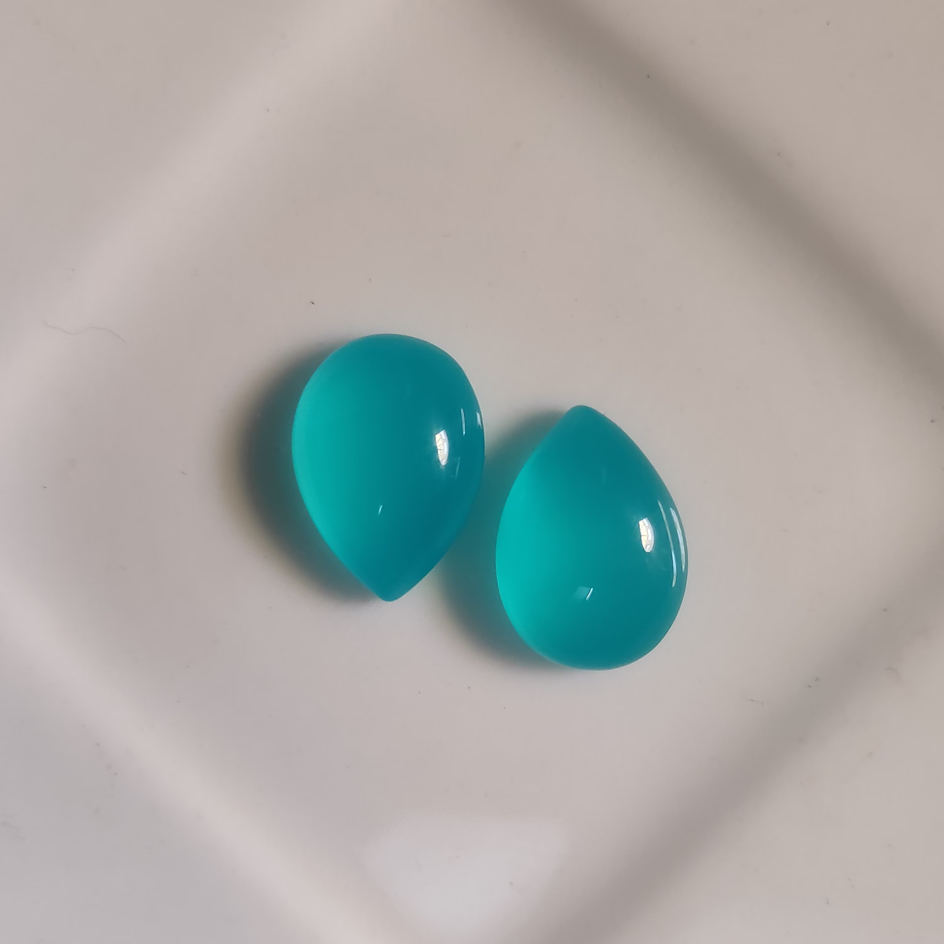Paraiba Chalcedony Pear Shape Cabochon Pair 6x4Mm To 20x30 Mm Calibrated Of For Jewelry Making Flat Back Cab Bezel Setting