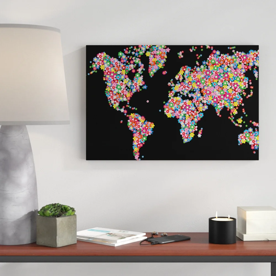 World Flowers Graphic Art on Canvas