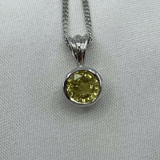 Igi Certified 1.39Ct Untreated Ceylon Yellow Sapphire 18K White Gold Pendant