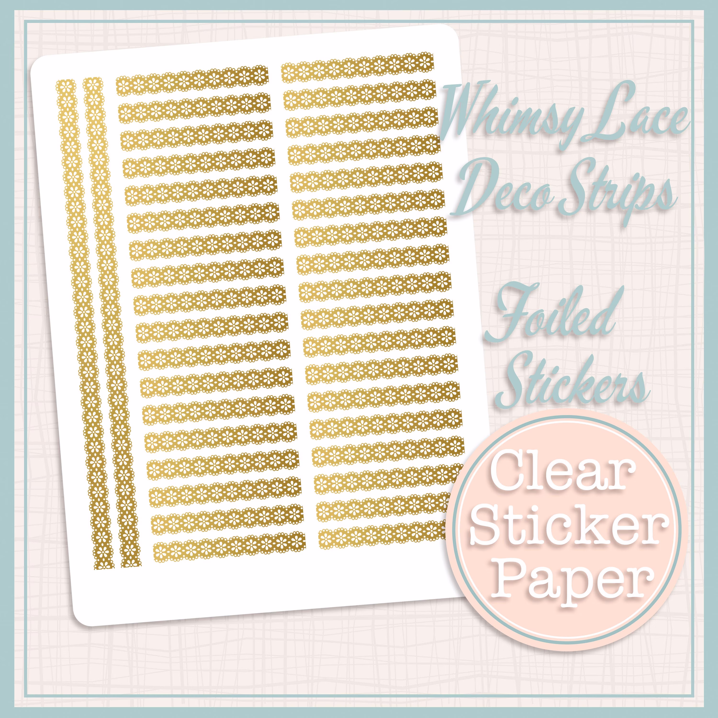 Clear Foiled Stickers | Whimsy Lace Deco Strips 38 Total