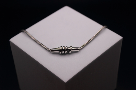Vintage Pia Rauff Necklace | Danish Sterling Silver Modernist Four Coils Around Tube Free Shipping