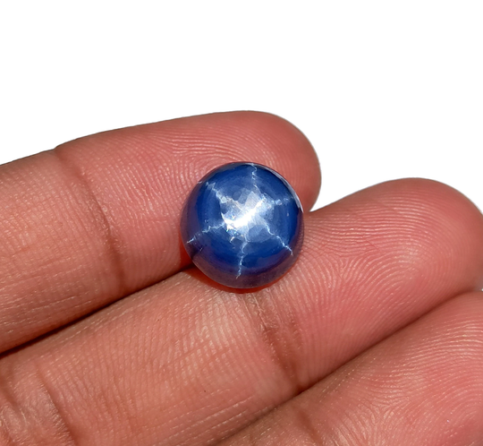 10.65 Cts Star Blue Sapphire-Star Sapphire Gemstone-Genuine Round Shape Cabochon-Aaa Linde Loose Stone-12x12 Mm