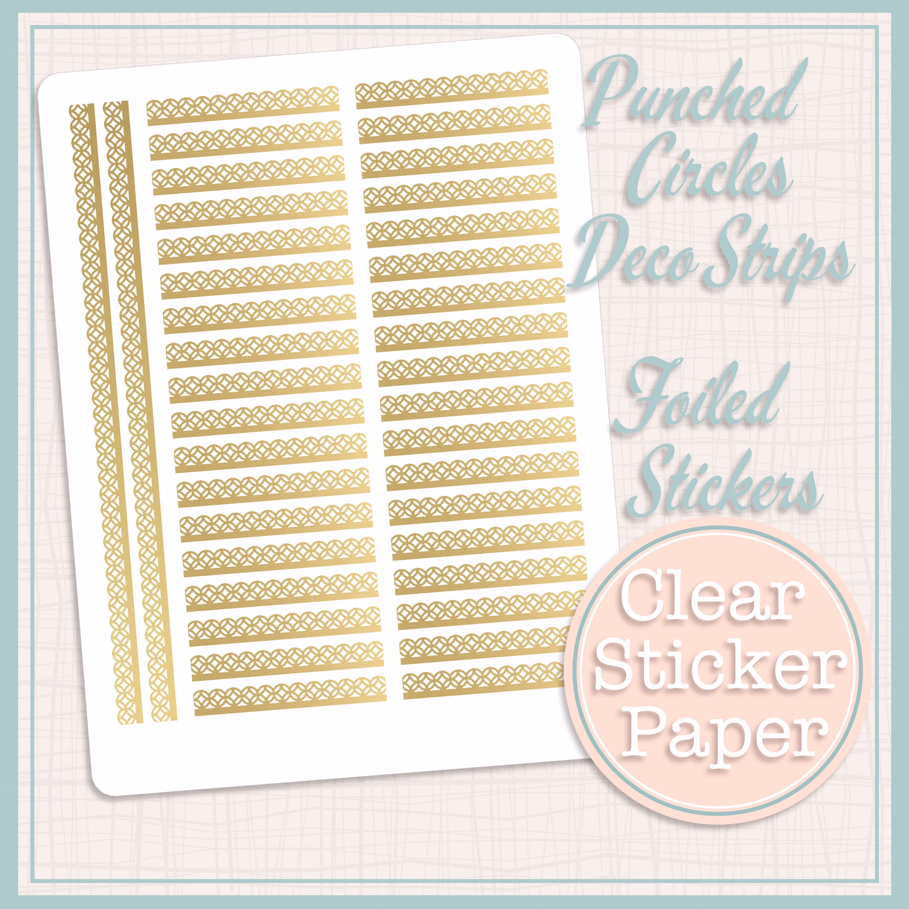 Clear Foiled Stickers | Punched Circles Deco Strips 38 Total